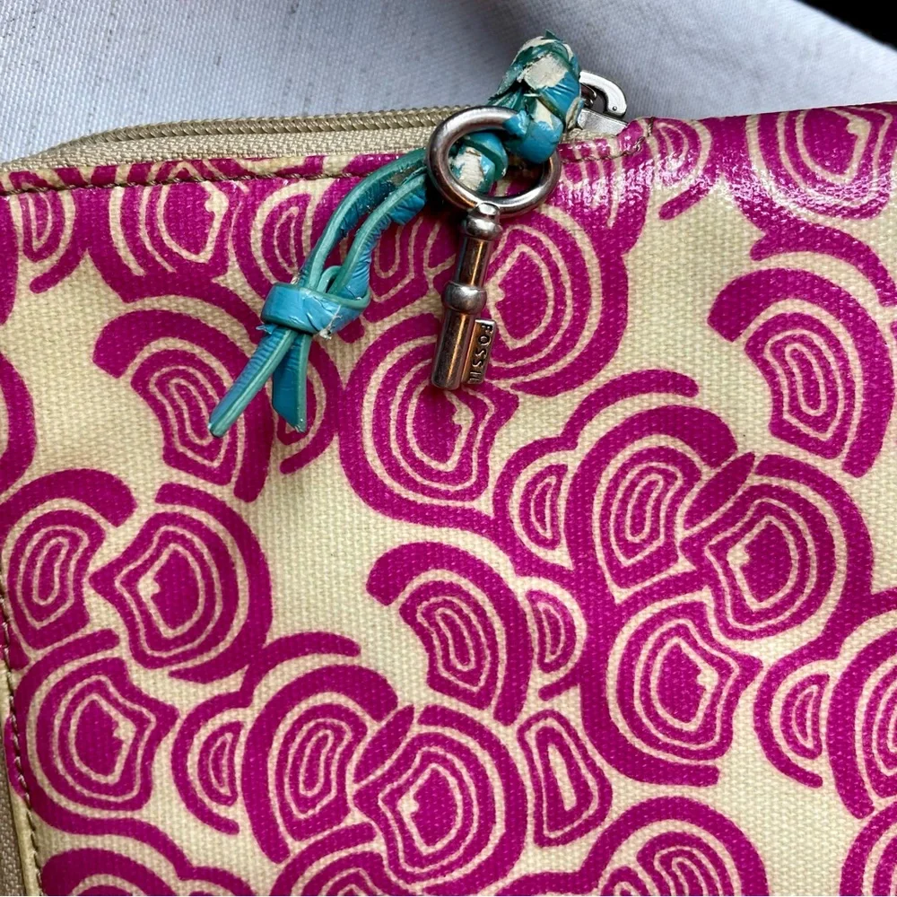 Fossil Key-Per Coated iPad Tablet Zip Sleeve Case‎ Bag GUC Unique Revers Design
